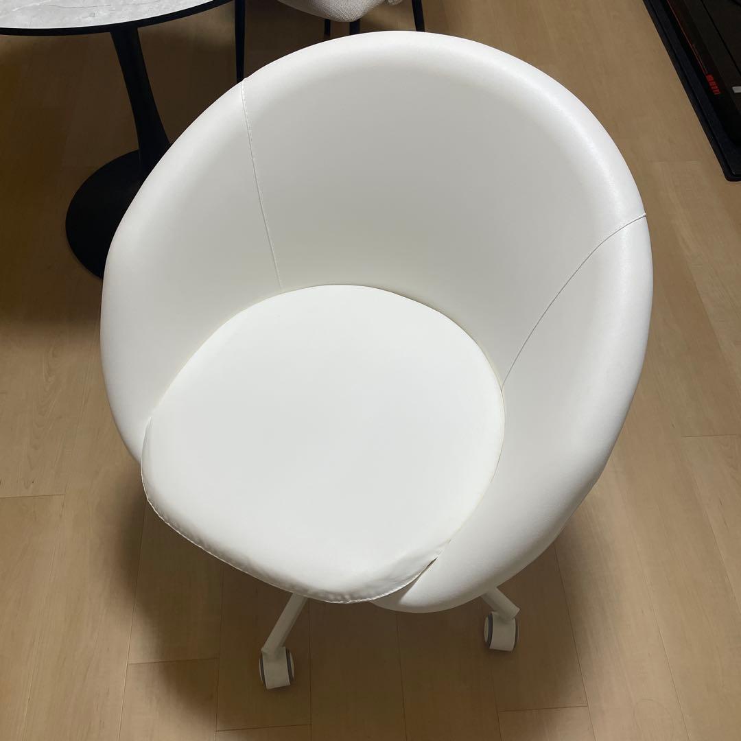 【9/30まで最終価格】IKEAホワイトラウンドデスクチェア 回転チェア