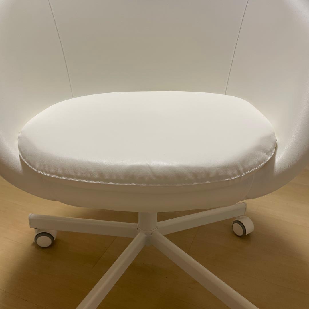 【9/30まで最終価格】IKEAホワイトラウンドデスクチェア 回転チェア