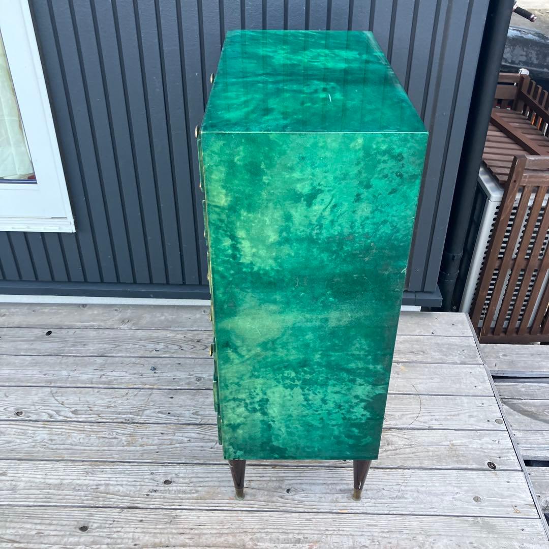 フランス家具 14杯 木製チェスト コールキャビネット 電話台 引き出し収納 緑