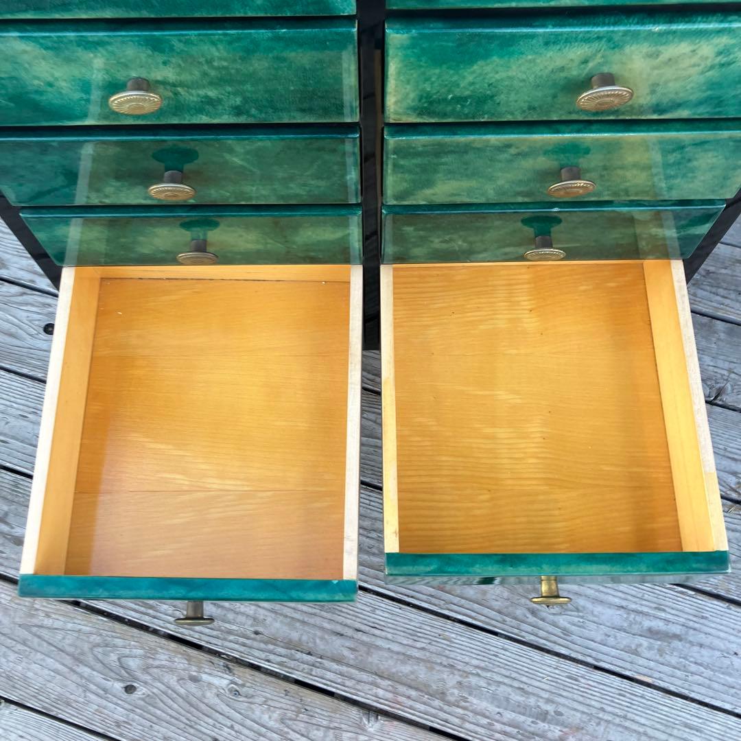 フランス家具 14杯 木製チェスト コールキャビネット 電話台 引き出し収納 緑