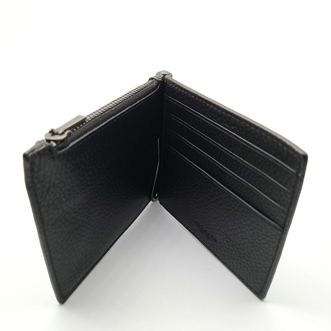 COACH マネークリップ 新品 ブラック 最新作 ペブルレザー メンズ