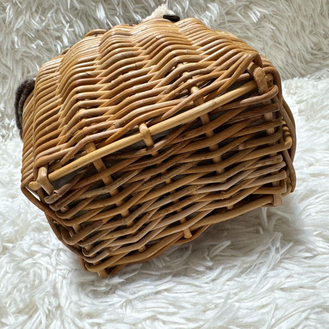 超希少！ 美品✨ エバゴス かごバッグ 紅藤 鏡付き ウール 被せハンドル