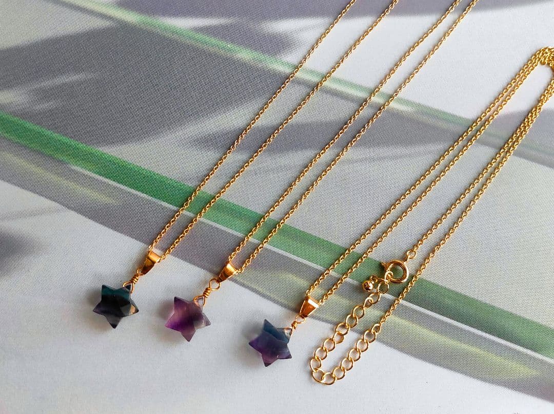 フローライト　ハンドメイドネックレス3点