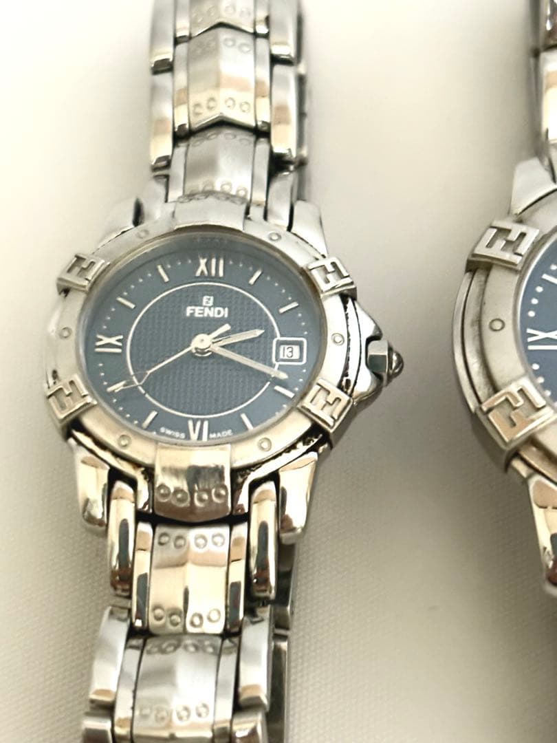 【ペアウォッチ】FENDI 腕時計 レディース・メンズ２本　ネイビー調 シルバー