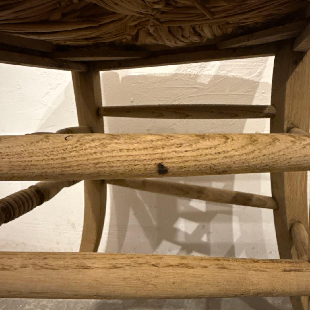 年末年始saleダイニングチェア　カフェチェア　藁座面　剥離　1