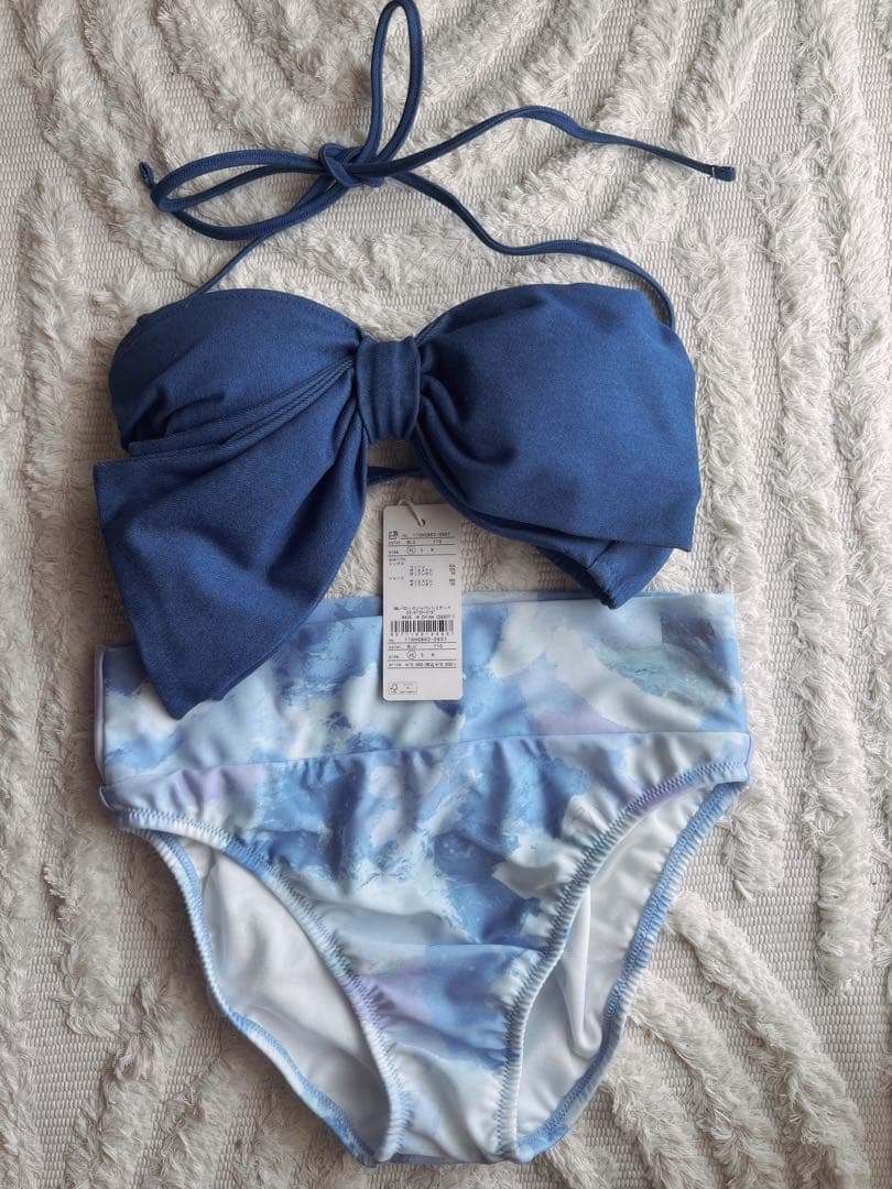 新品 rienda リボンデニムバンドゥカップビキニ XS