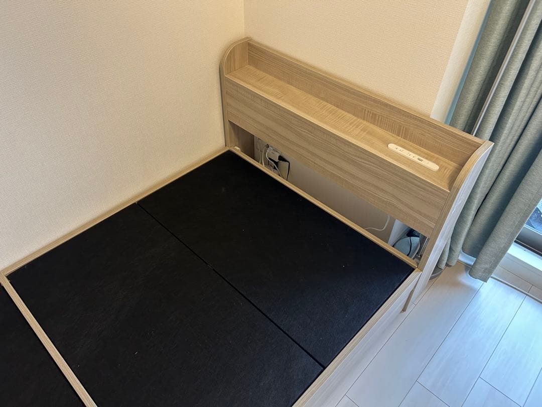 大容量 収納 USB コンセント 機能付きベッド 左右組み換え 可能　ナチュラル