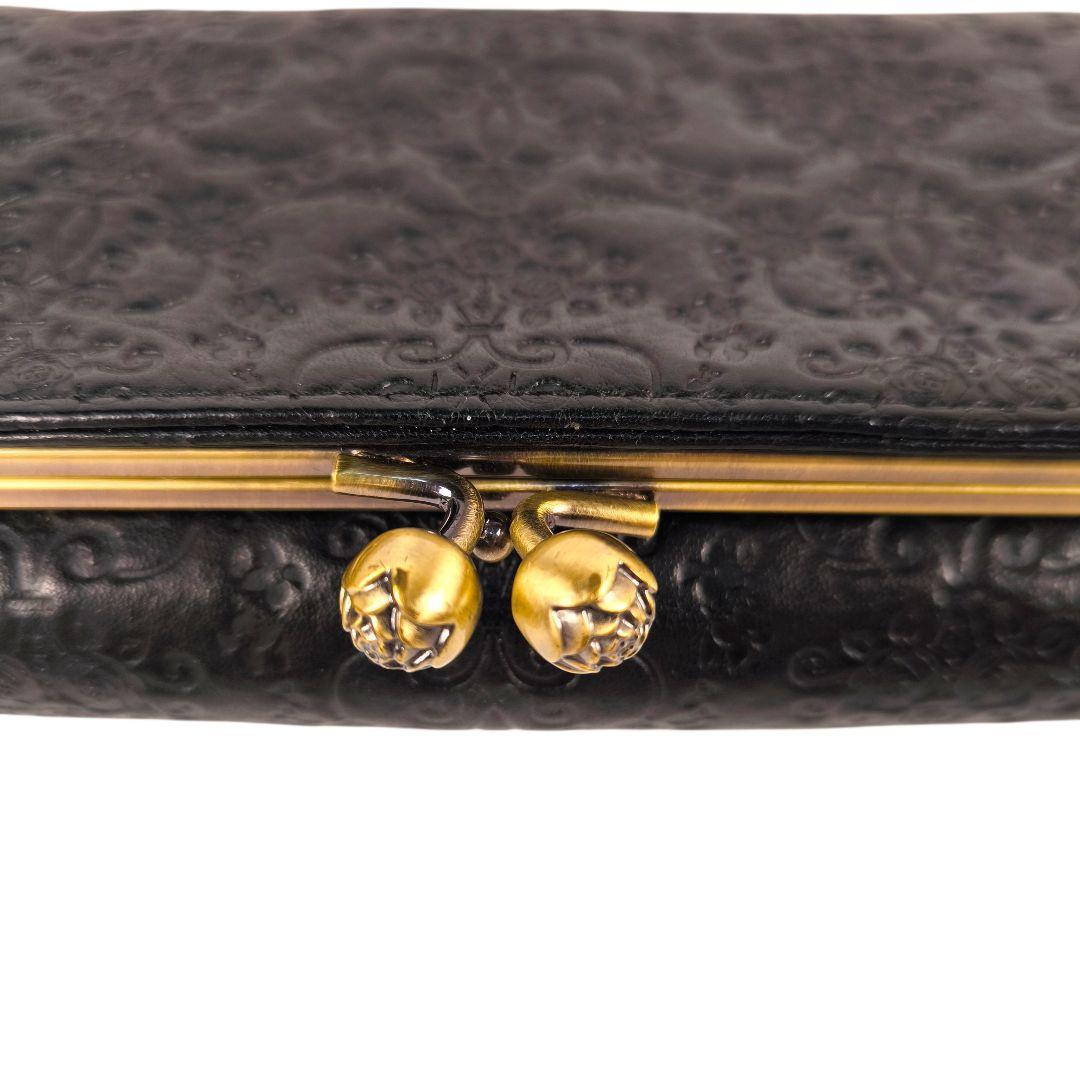 【希少美品】ANNA SUI 長財布 ダリア ガマグチ レザー バタフライ