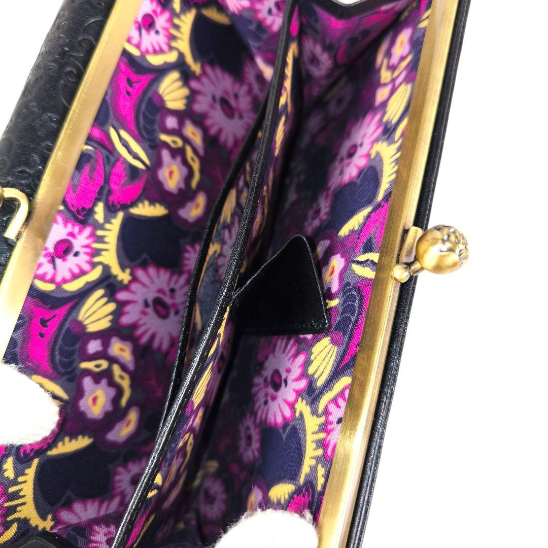 【希少美品】ANNA SUI 長財布 ダリア ガマグチ レザー バタフライ