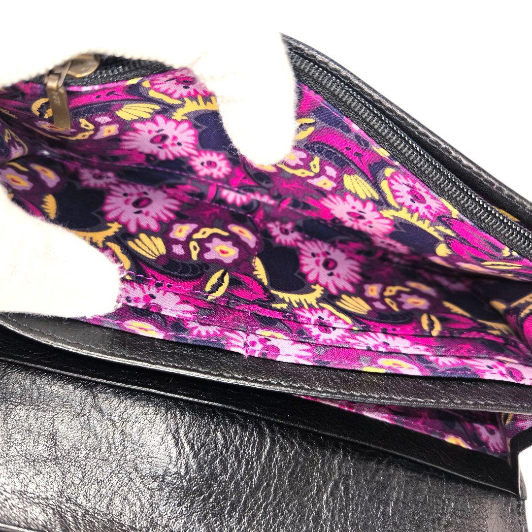 【希少美品】ANNA SUI 長財布 ダリア ガマグチ レザー バタフライ