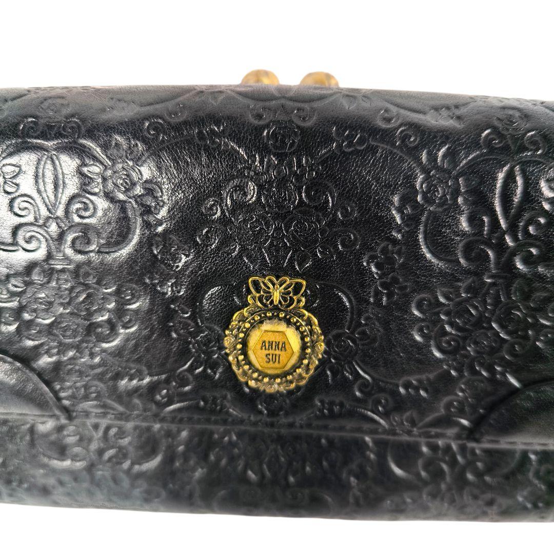 【希少美品】ANNA SUI 長財布 ダリア ガマグチ レザー バタフライ