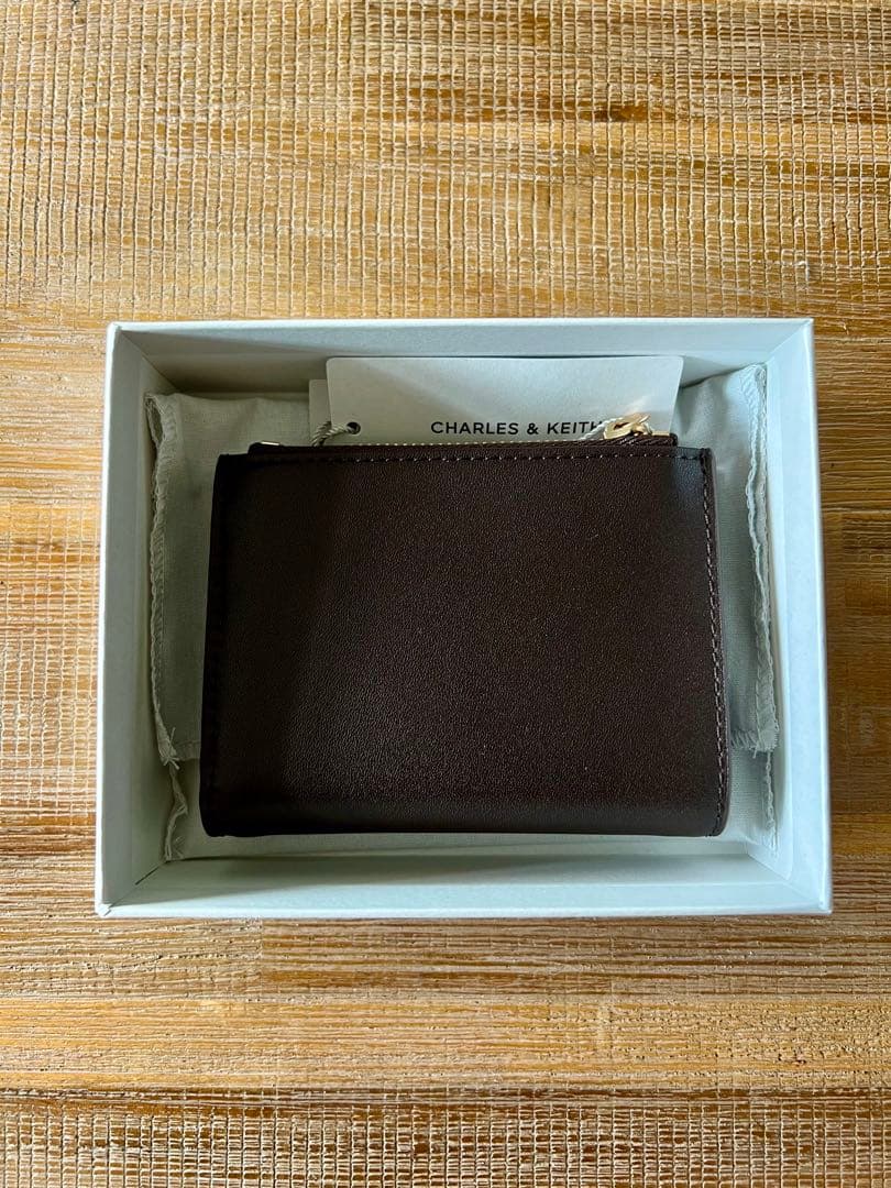 〈新品〉Midori ミドリ ジオメトリックトップジップウォレット ブラウン