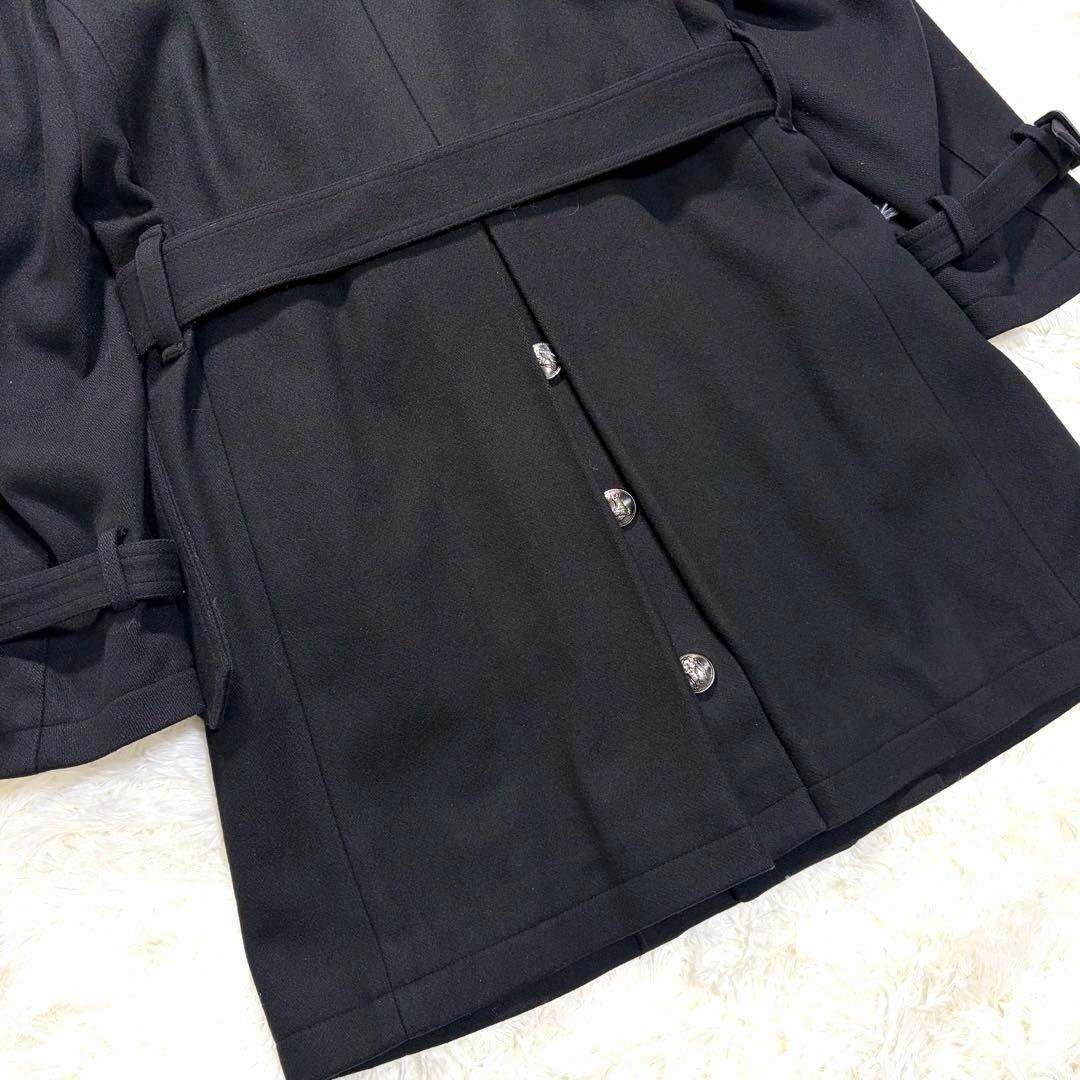 バーバリーブラックレーベル ナポレオン カシミヤ ベルト ロング丈 黒 M