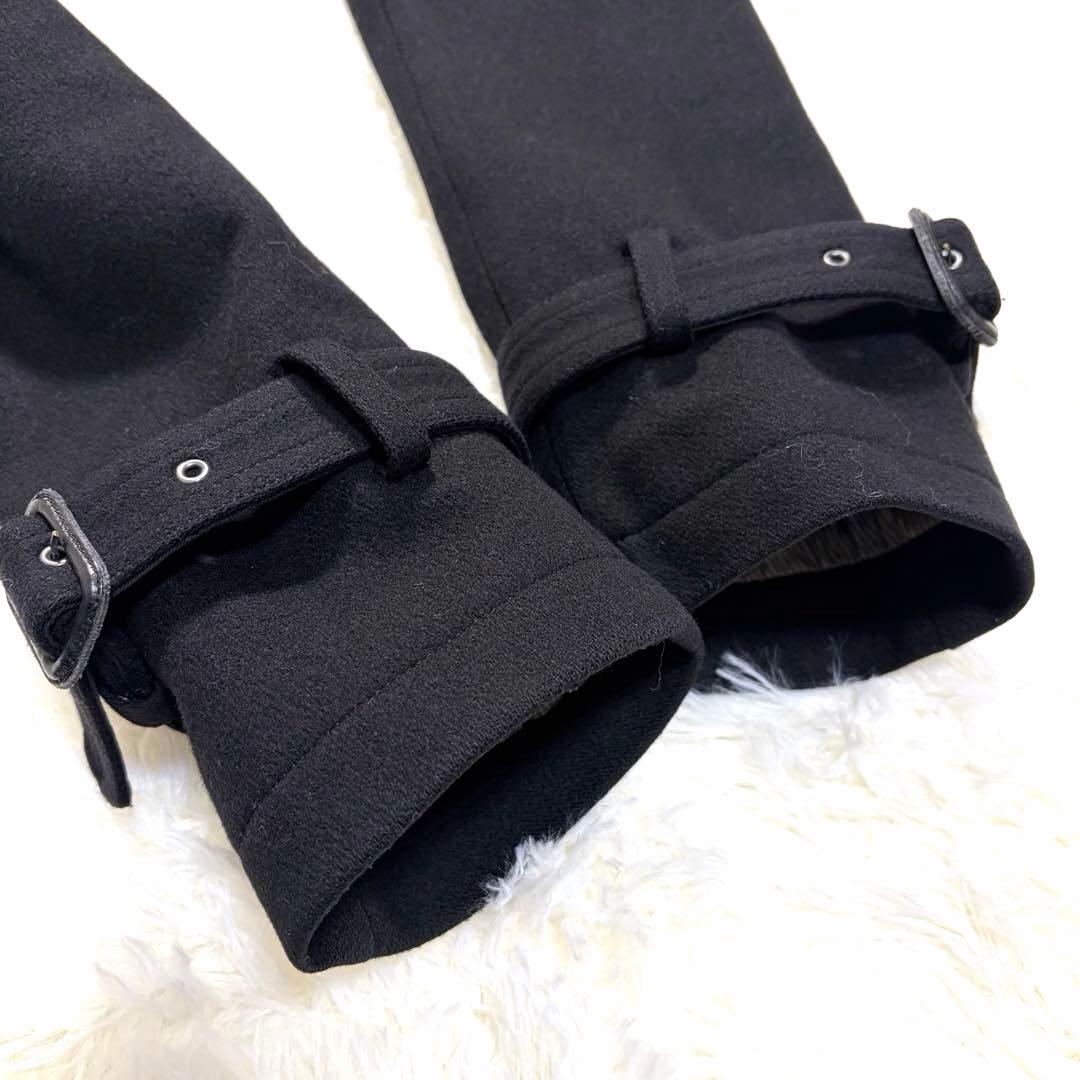 バーバリーブラックレーベル ナポレオン カシミヤ ベルト ロング丈 黒 M