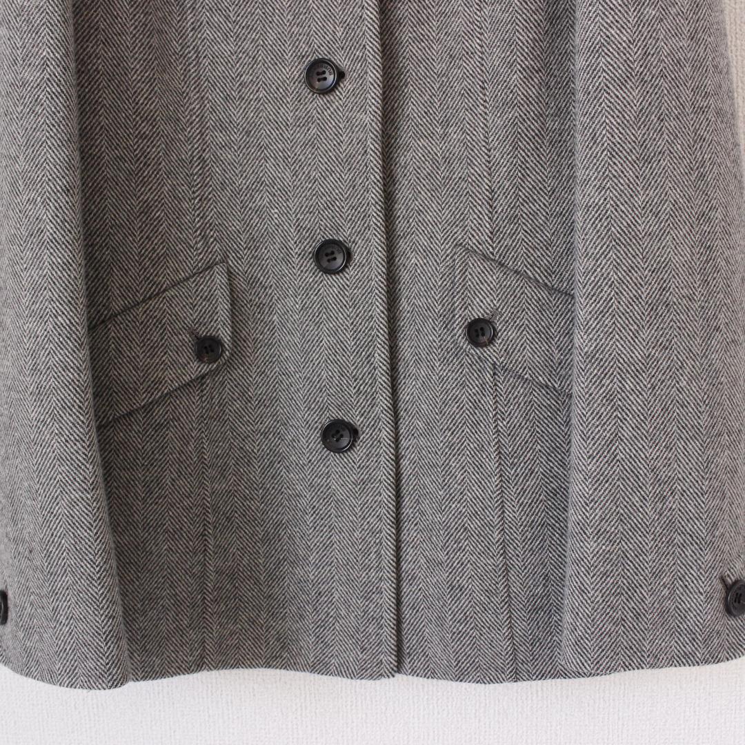 バーバリーロンドン ダブルフェイスコート カシミヤ フォックス ヘリンボーン L