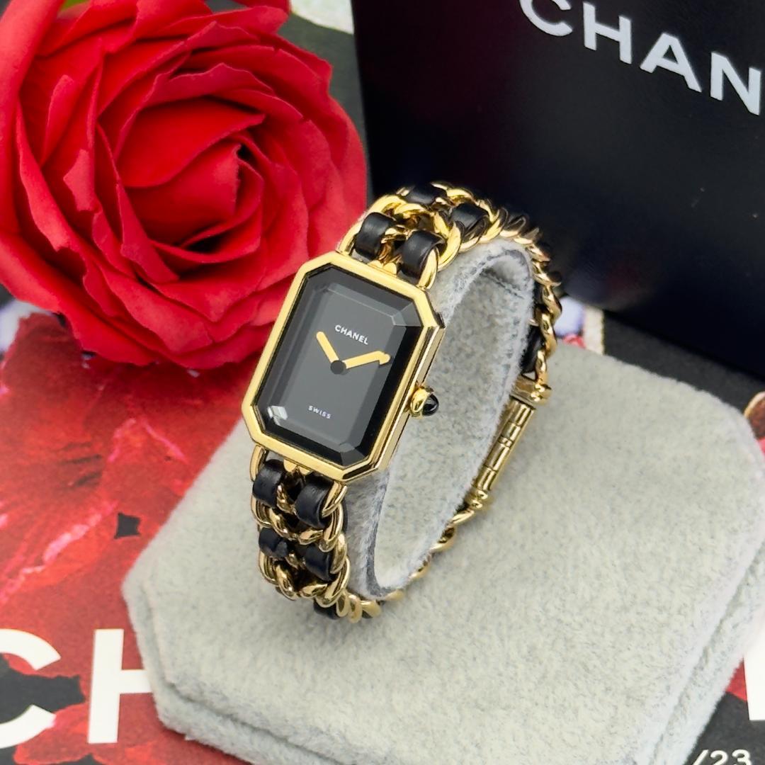 外装新品仕上 シャネル プルミエールM ゴールド クォーツ 腕時計 A30