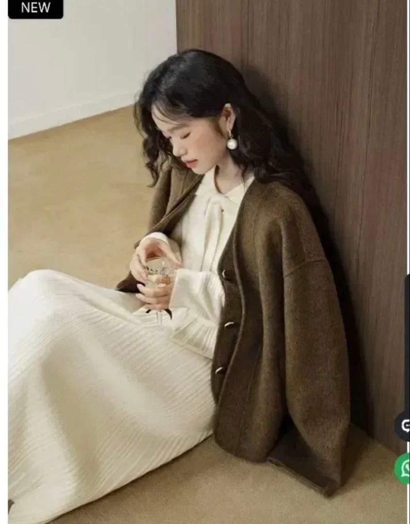 Kuose KUOSE リボン ニット アイボリー ドレス ワンピース