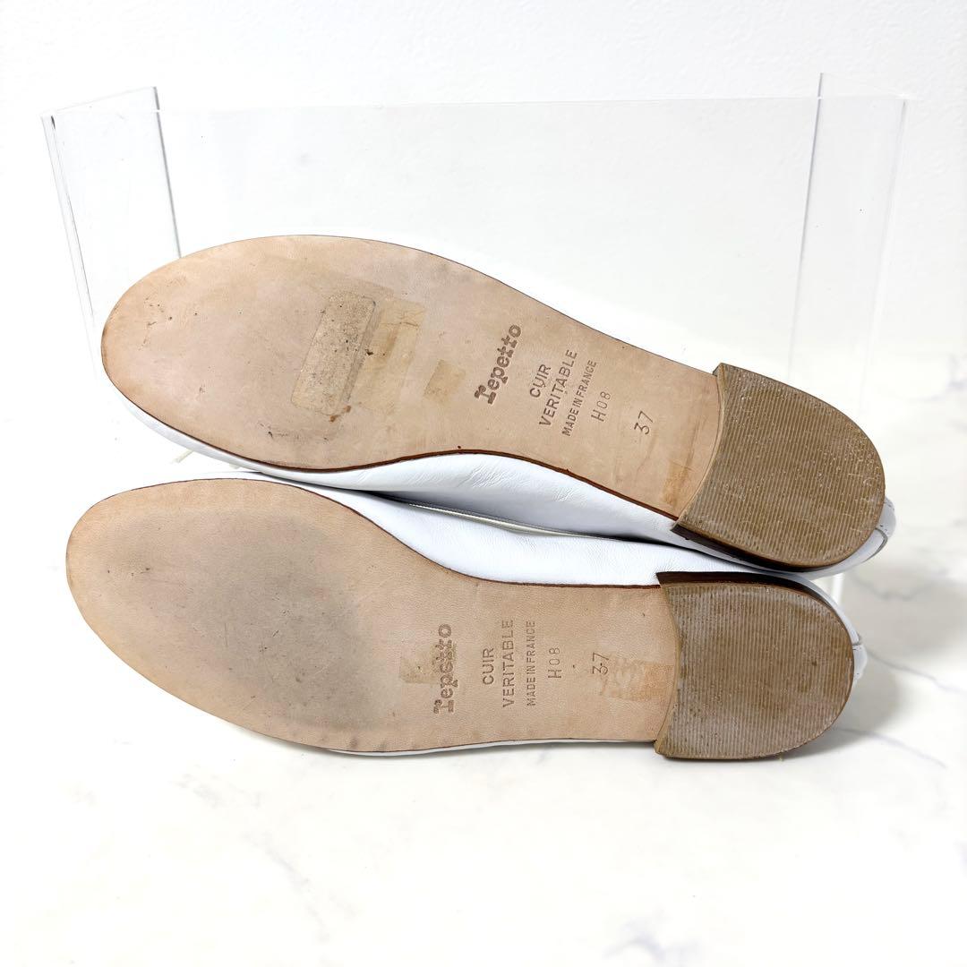 美品 レペット 37 サンドリオン フラットシューズ レザー ホワイト