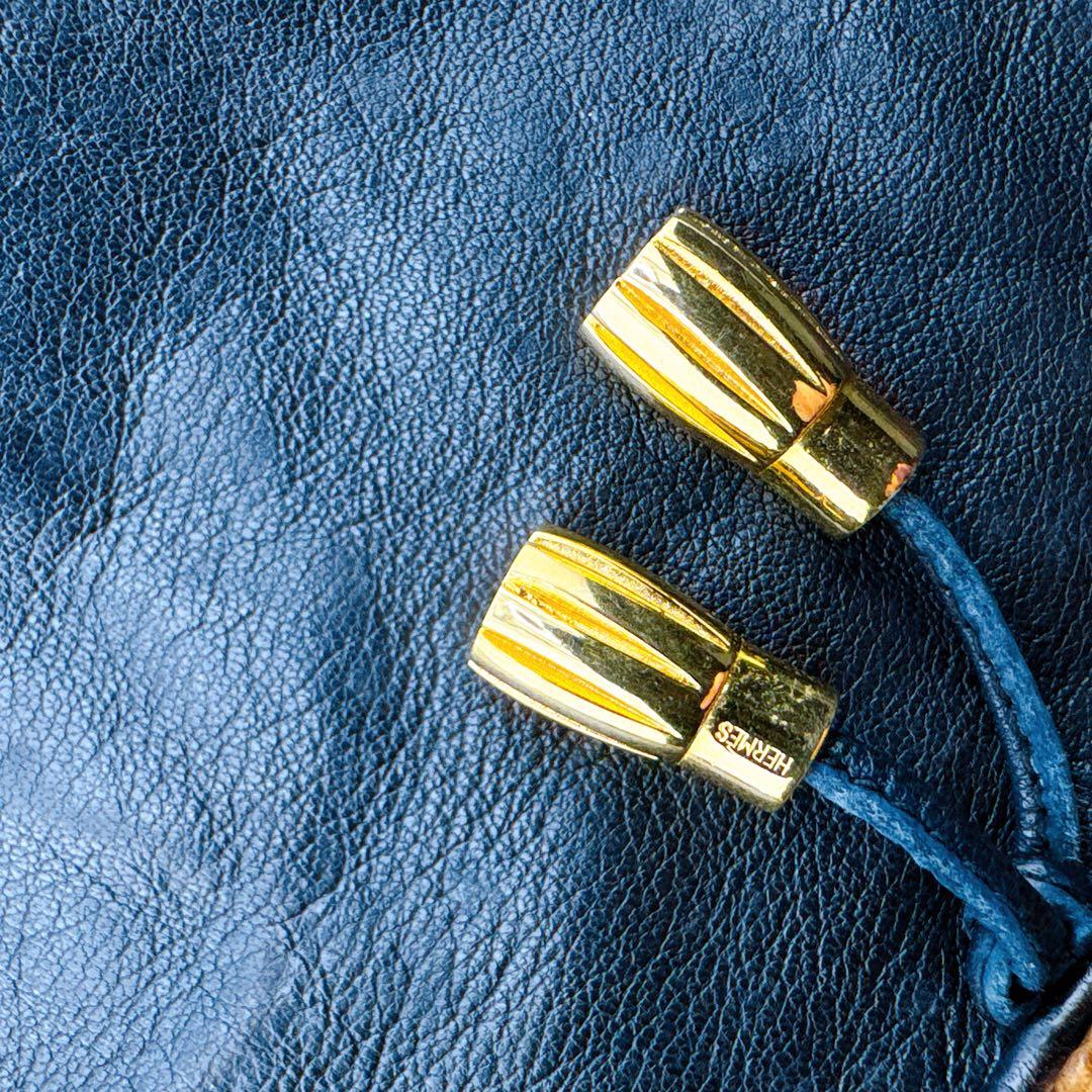 エルメス レザー ゴールド金具 手袋 グローブ 表記サイズ 7 1/2 ブラック