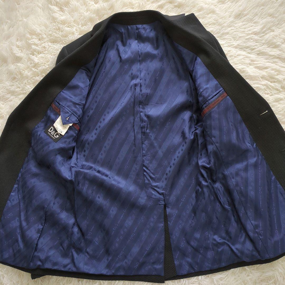 【鑑定済】Dolce&Gabbana　スーツセットアップ　ブラック　総裏　格子柄