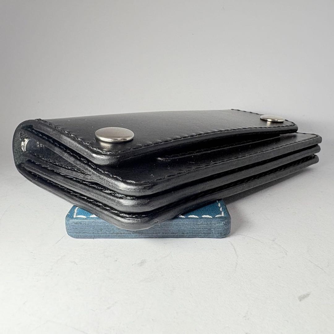 【本革】トラッカーウォレット　ミドル　姫路レザー　ブラック　二つ折り財布