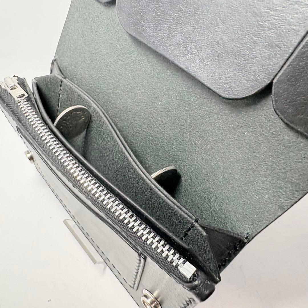 【本革】トラッカーウォレット　ミドル　姫路レザー　ブラック　二つ折り財布