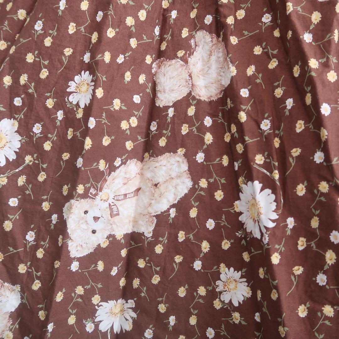 週末限定お値下ピンクハウス ひなぎくテディプリントミディワンピース チョコレート