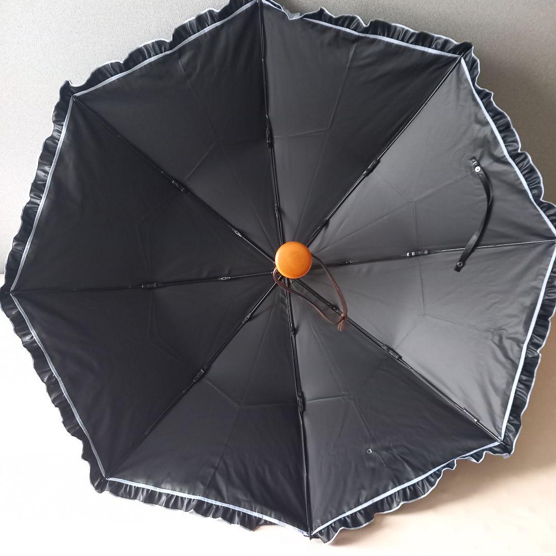 サンバリア100 ２段折 フリル フロスト ブルー 日傘 UV 遮光 日傘