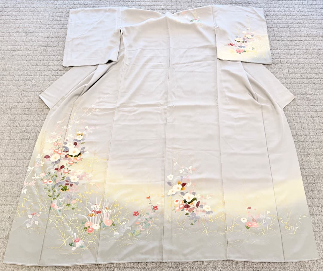 高級 訪問着 正絹 袷 ブルー 友禅 金彩 暈し染め フォーマル