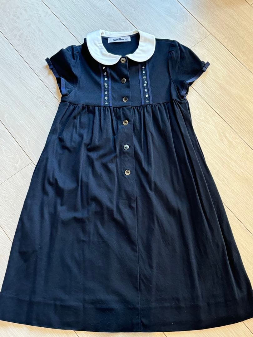 美品★familiar 襟付きワンピース 130サイズ 紺色