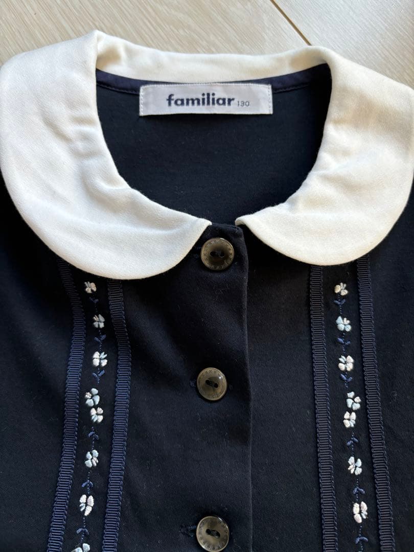 美品★familiar 襟付きワンピース 130サイズ 紺色