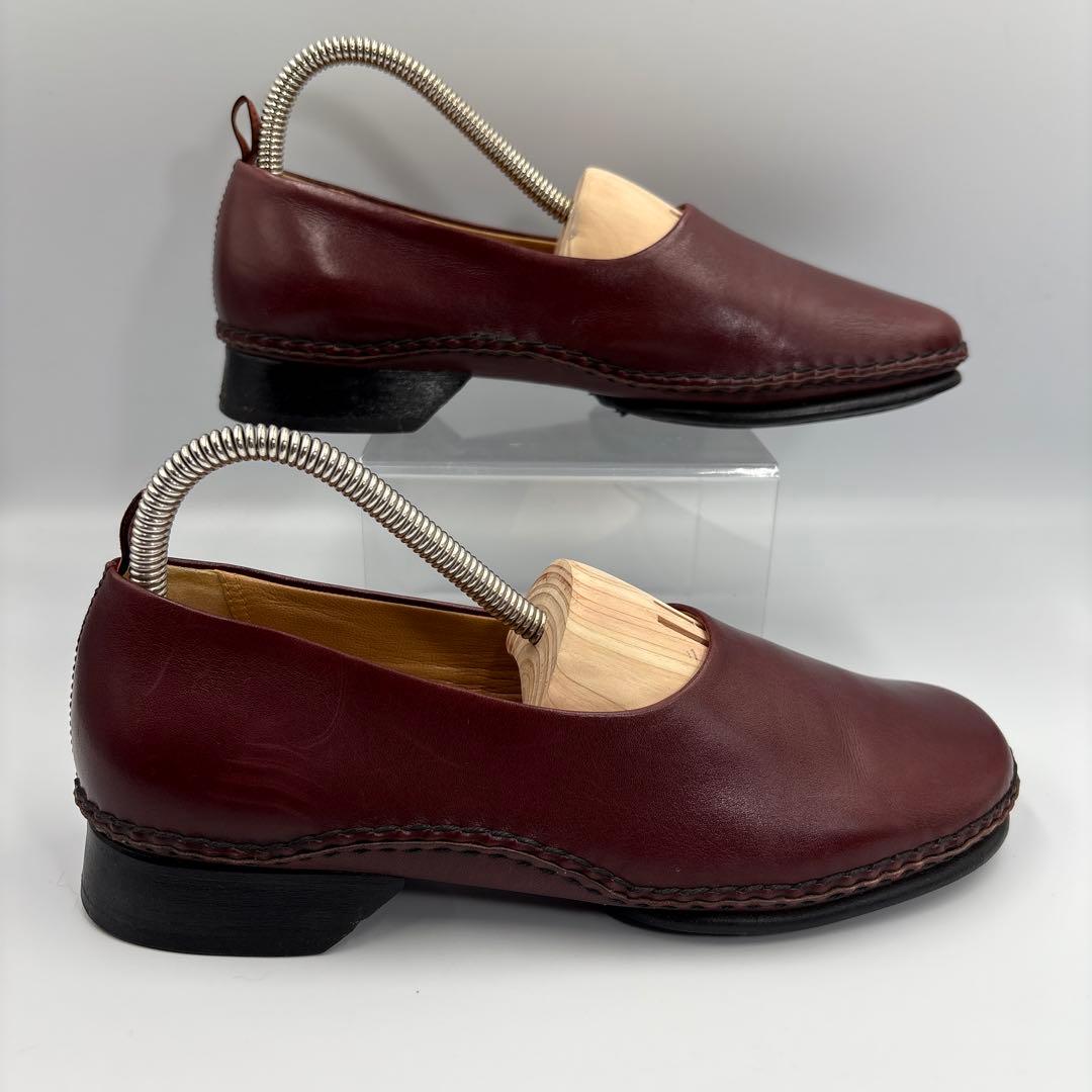 エルメス　レザー　バーガンディ　フラットシューズ　ローファー　リボン