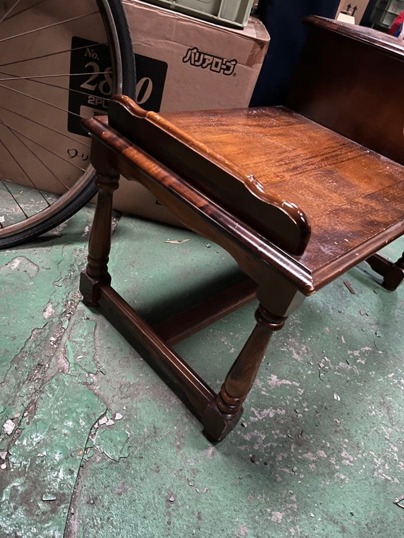 カリモク家具 電話台 木製座卓 小棚付き