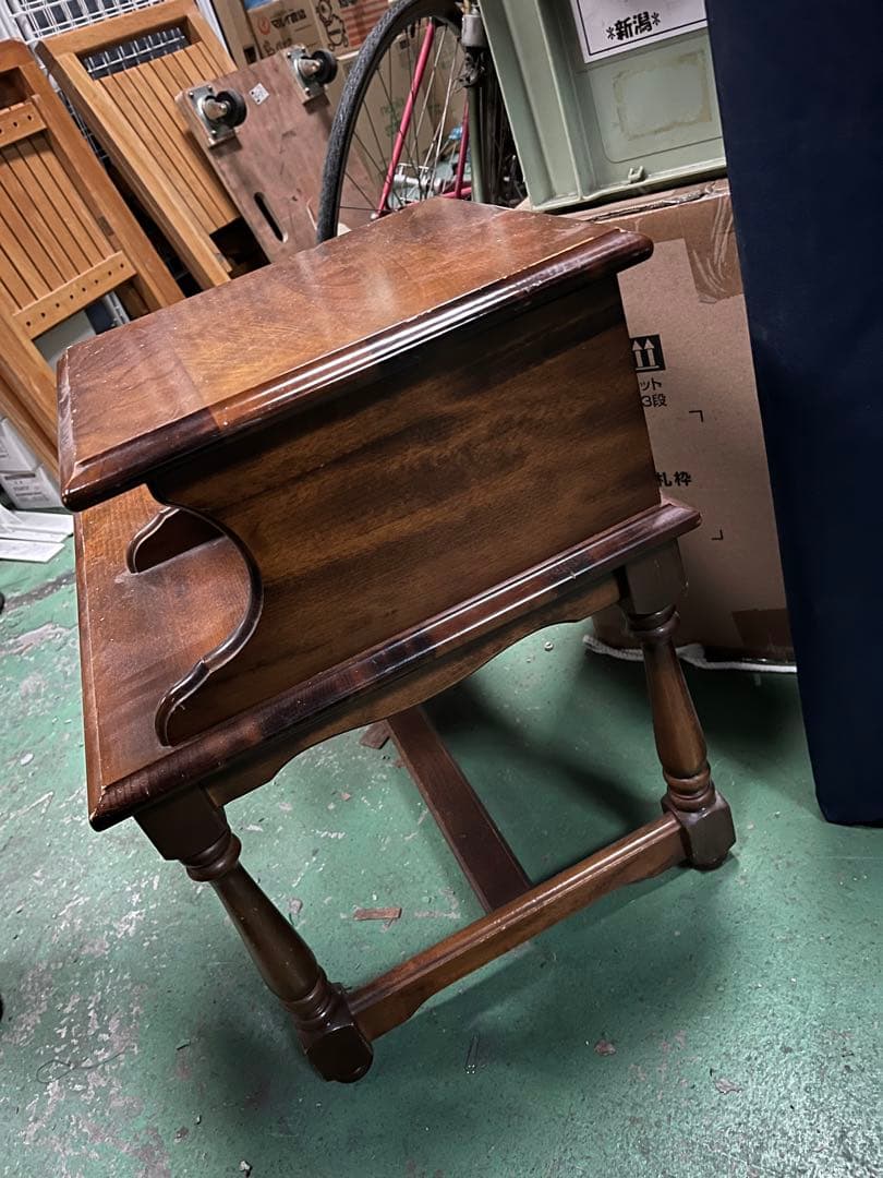 カリモク家具 電話台 木製座卓 小棚付き