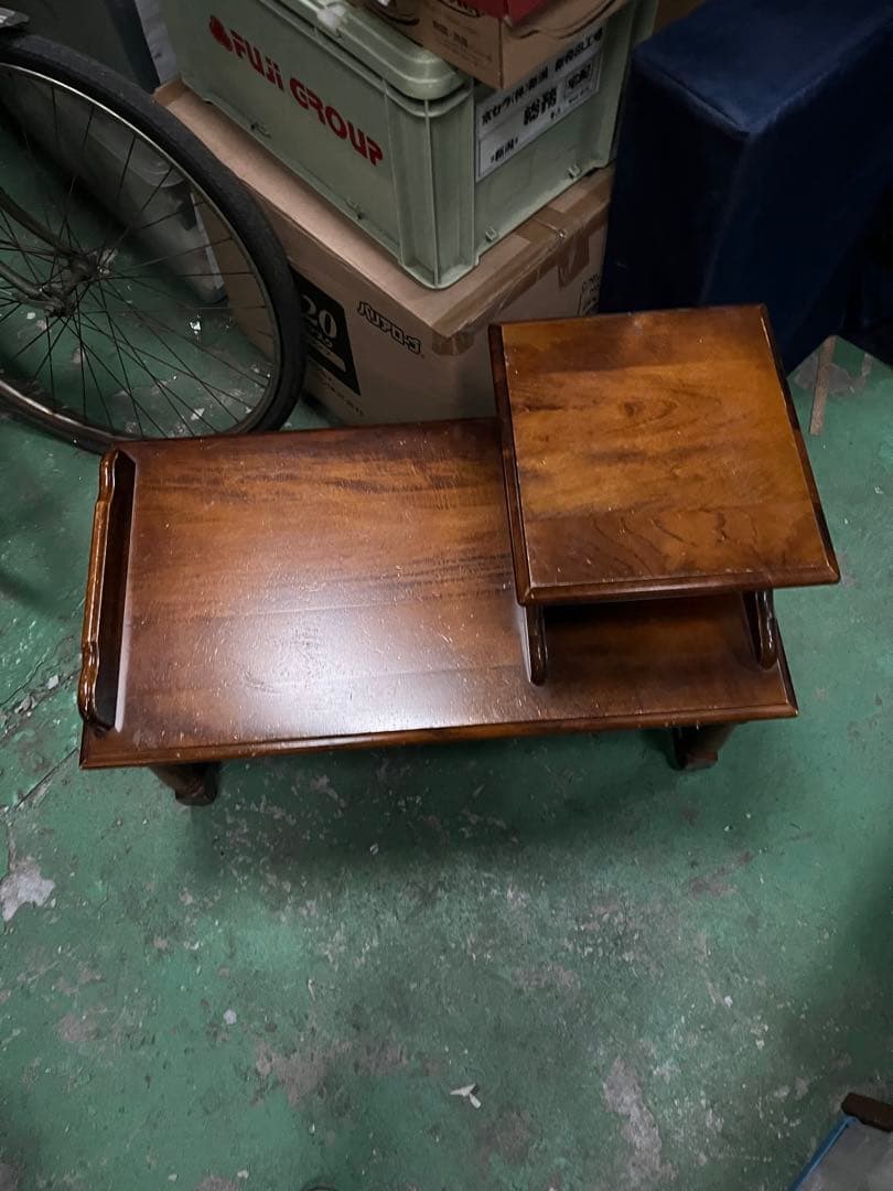 カリモク家具 電話台 木製座卓 小棚付き