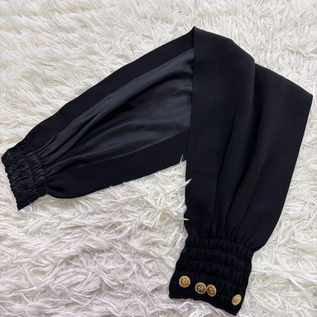 CHANEL シャネル スカート ブラック 42 金ボタン シルク混 ベルト