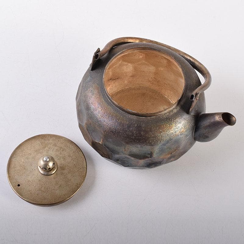 煎茶道具　いぶし銀　槌目　銀瓶　湯沸　急須　重さ約262g　C　8043