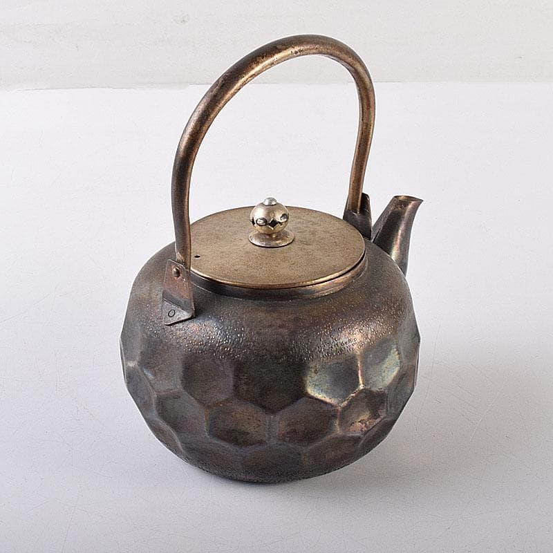 煎茶道具　いぶし銀　槌目　銀瓶　湯沸　急須　重さ約262g　C　8043