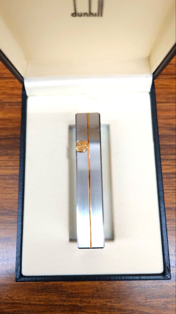 ダンヒル ローラー ガスライター シルバー ゴールド ストライプ　希少美品