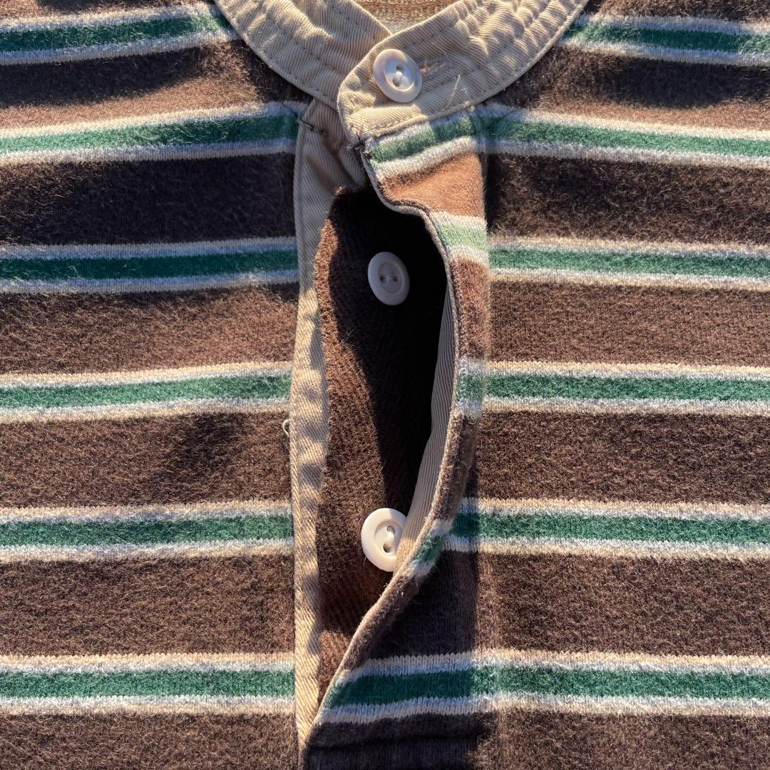 90s 00s eddie bauer ボーダー ロンT 長袖 ヘンリー 古着