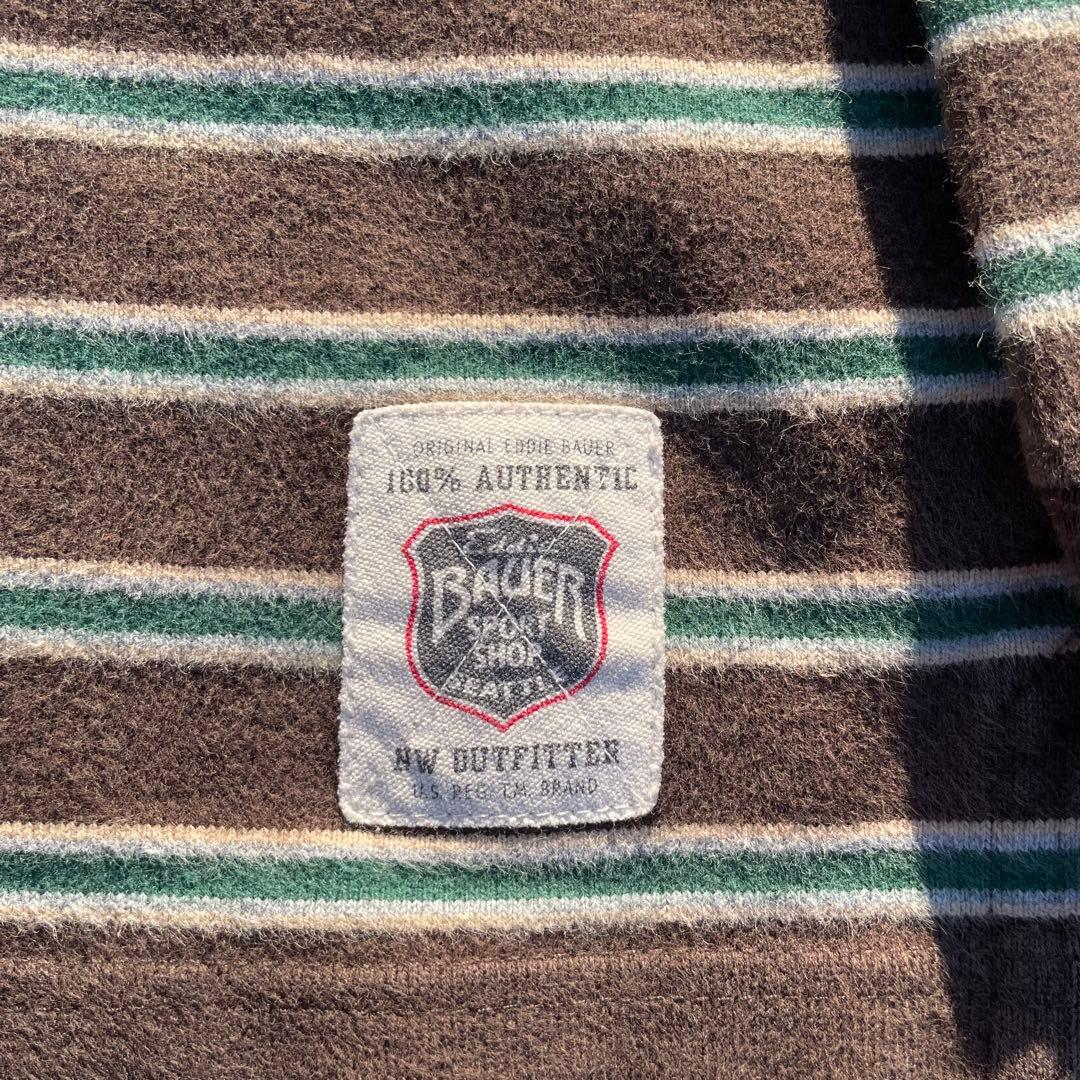 90s 00s eddie bauer ボーダー ロンT 長袖 ヘンリー 古着