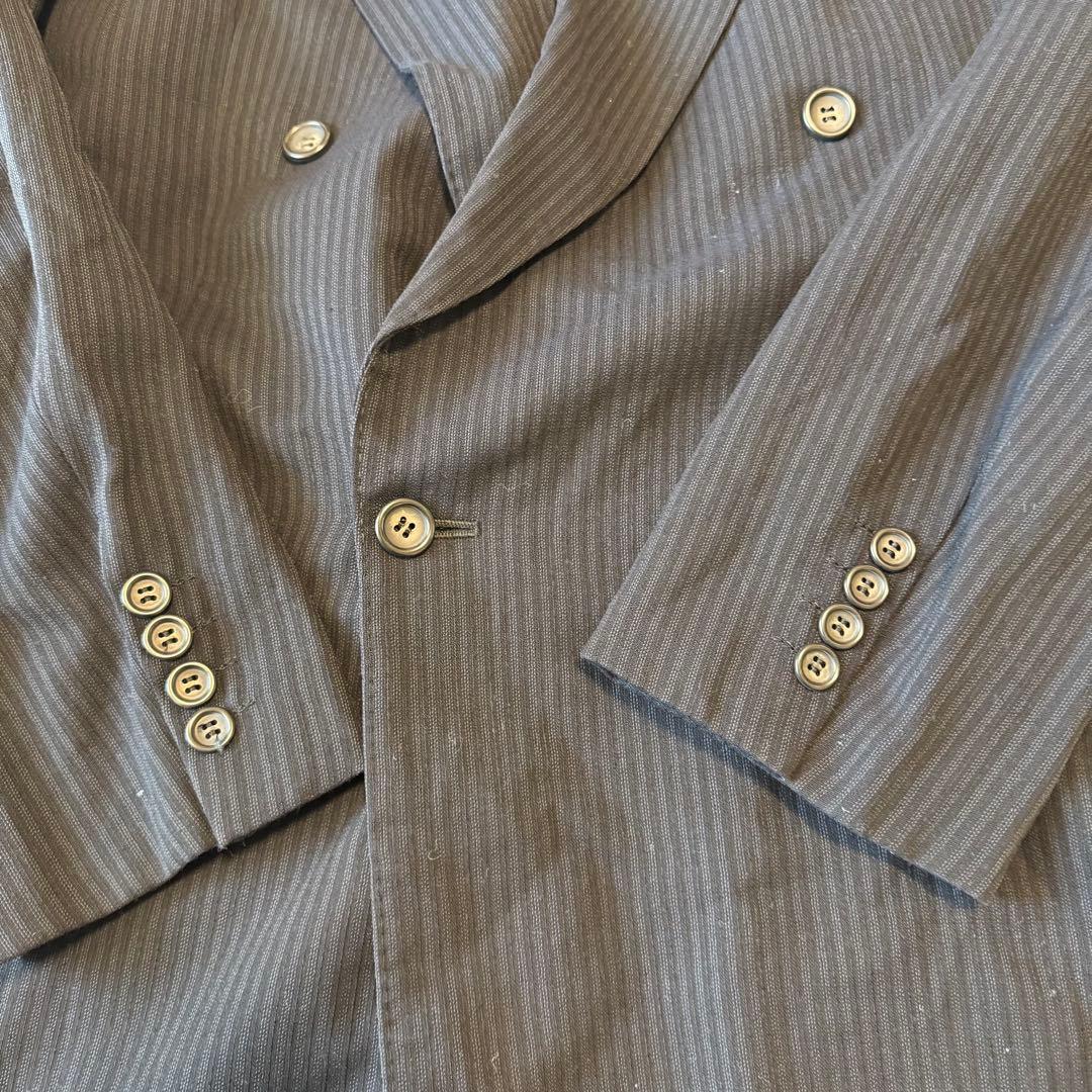 ガルニエ　ストライプ　ネイビー　ダブルブレスト スーツ　ヴィンテージ