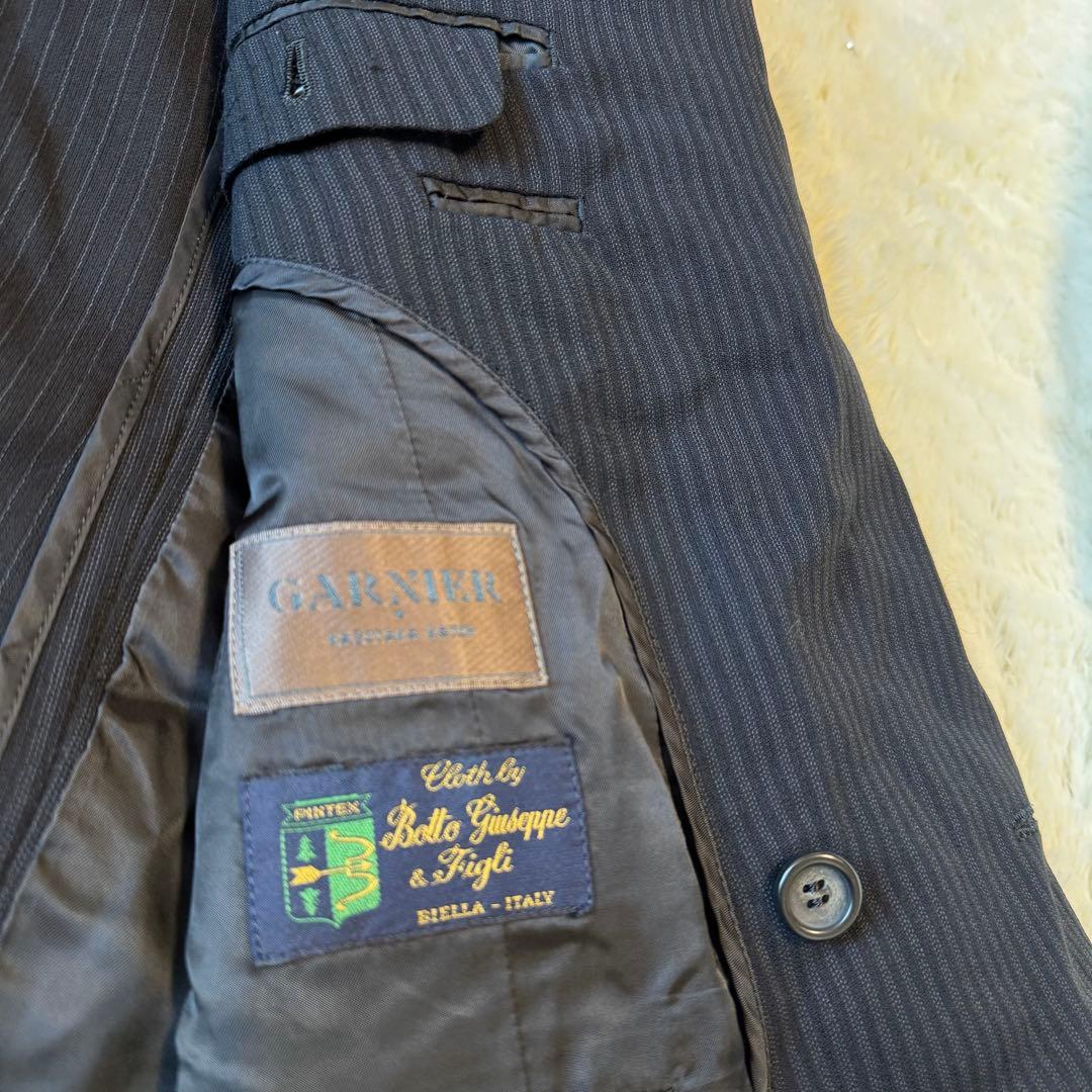 ガルニエ　ストライプ　ネイビー　ダブルブレスト スーツ　ヴィンテージ