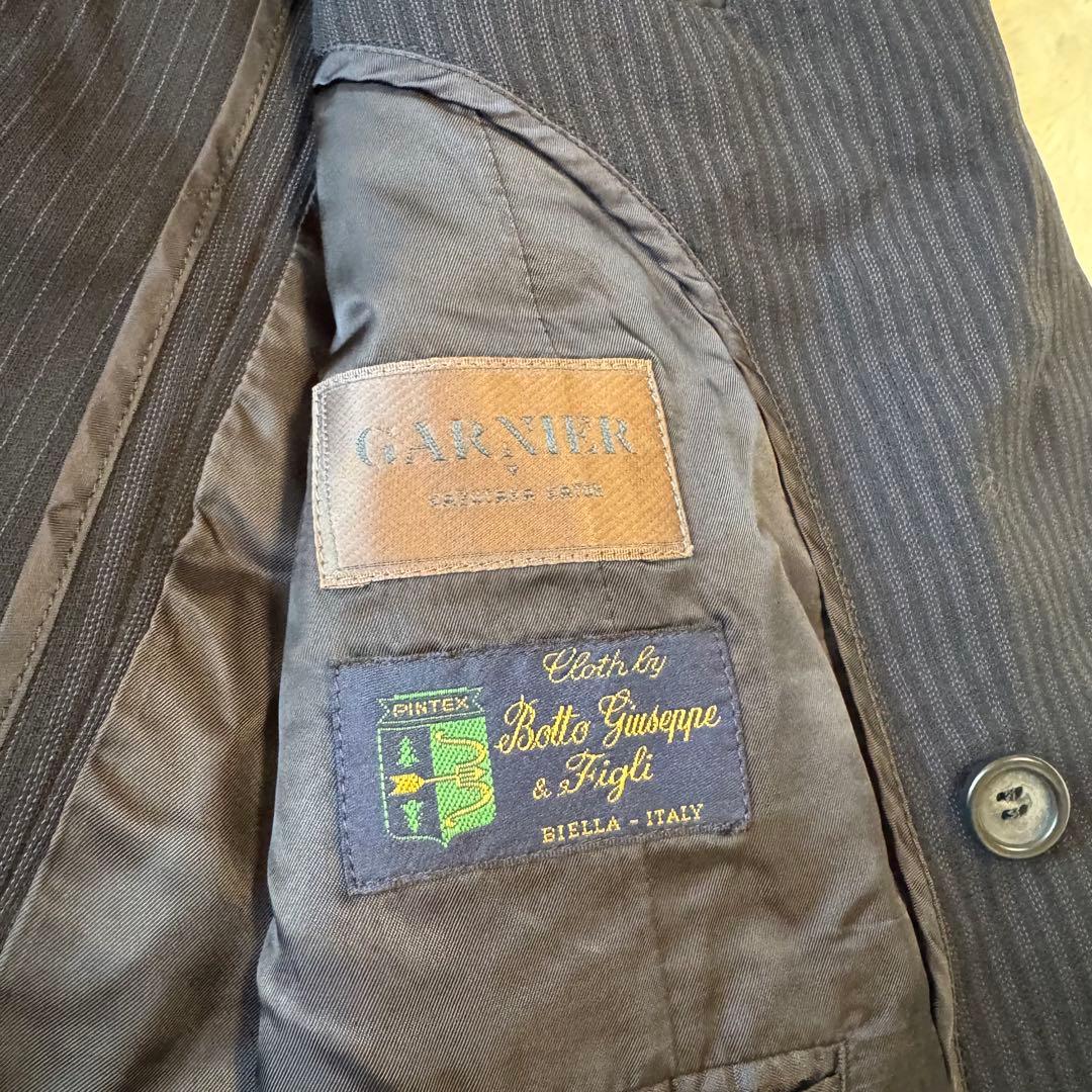 ガルニエ　ストライプ　ネイビー　ダブルブレスト スーツ　ヴィンテージ