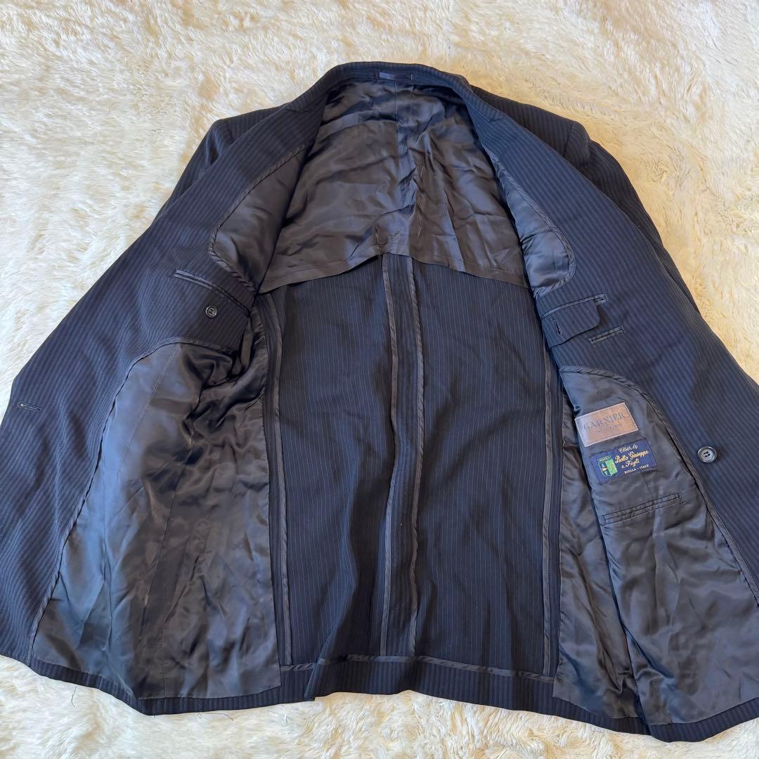 ガルニエ　ストライプ　ネイビー　ダブルブレスト スーツ　ヴィンテージ