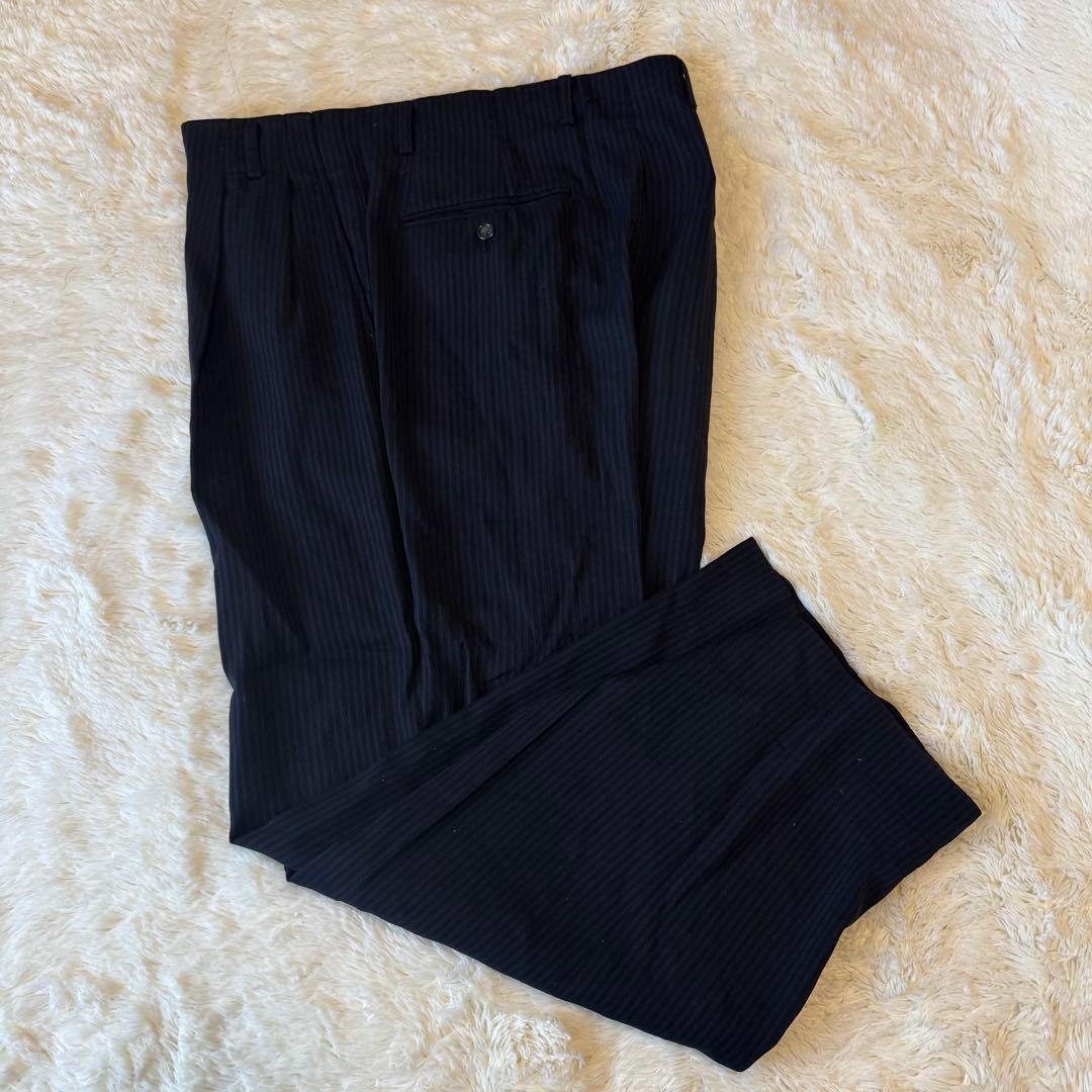 ガルニエ　ストライプ　ネイビー　ダブルブレスト スーツ　ヴィンテージ