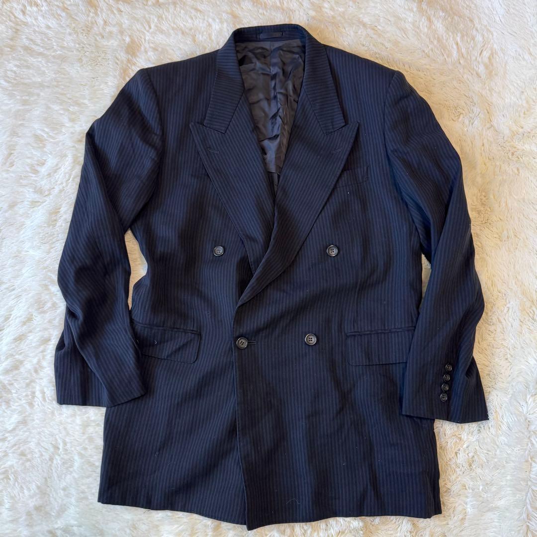 ガルニエ　ストライプ　ネイビー　ダブルブレスト スーツ　ヴィンテージ