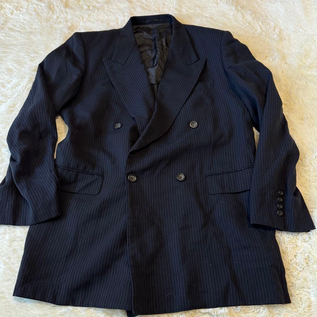 ガルニエ　ストライプ　ネイビー　ダブルブレスト スーツ　ヴィンテージ