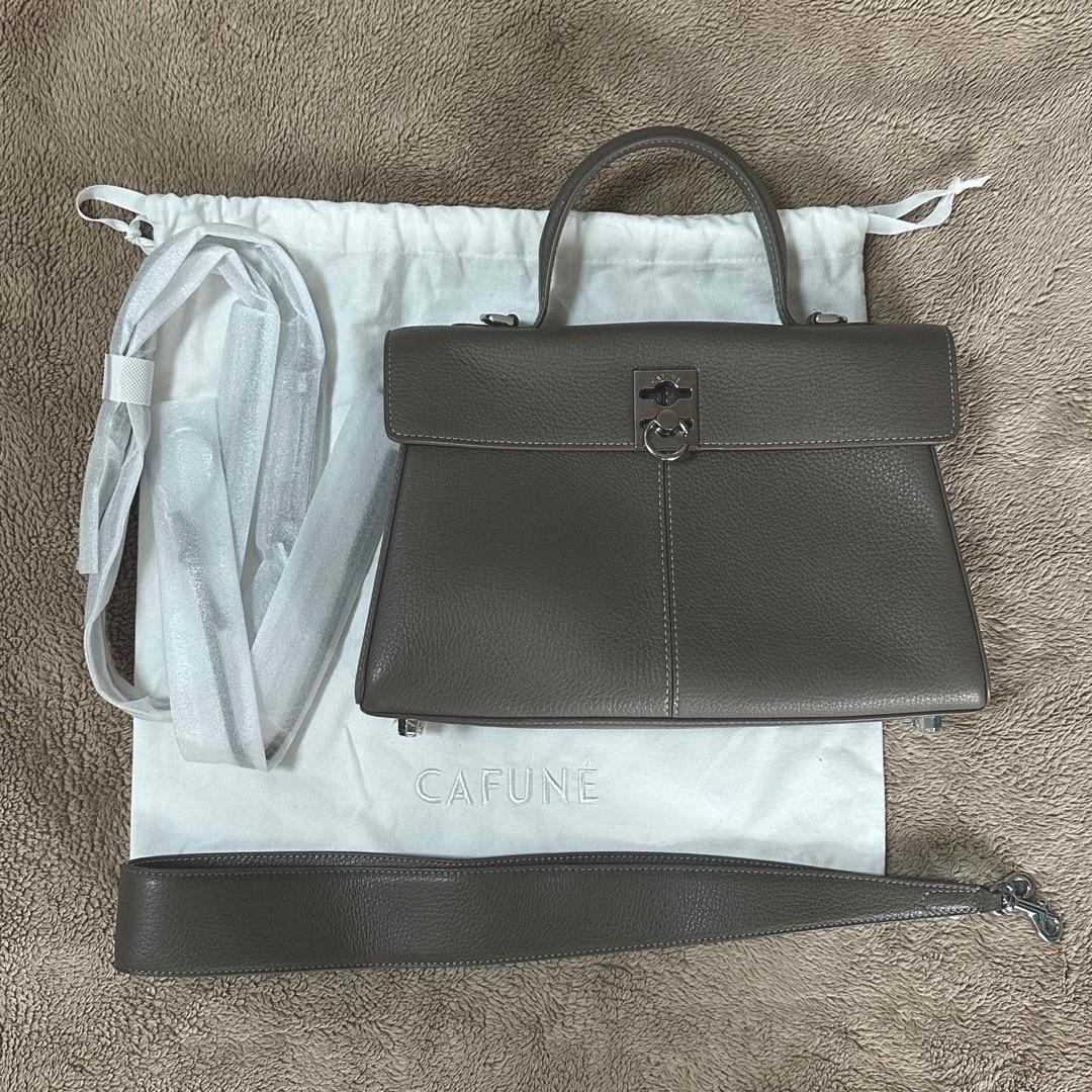 早い者勝ち！CAFUNE カフネ グレー レザーバッグ ショルダーストラップ付き