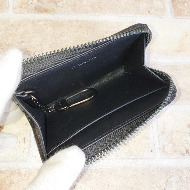 未使用 コーチ ☆ ペブルレザー Lジップ キーケース ブラック COACH